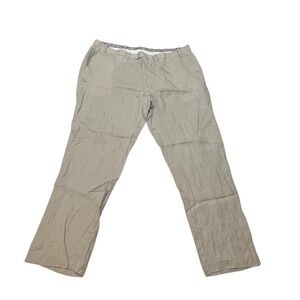 VTG Lauren Ralph Lauren Mens 100% Linen Dress Pants‎ Beige 44x32 Trousers Preppy